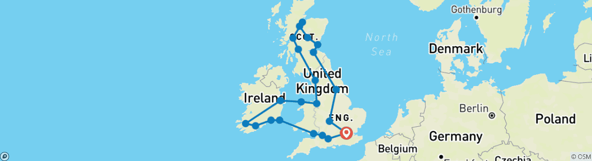 Map of Britain & Ireland Explorer (Classic, 15 Days)