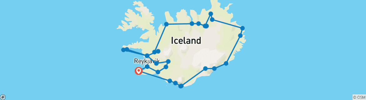 Mapa de Gran Circuito a Islandia - 12 días en coche