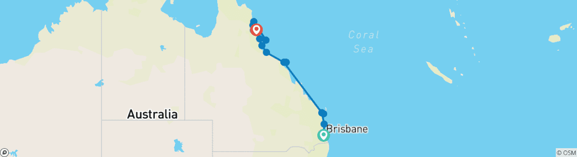 Mapa de Aventura en el norte de Queensland (20 destinations)