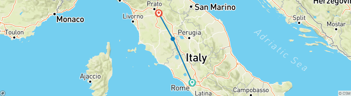 Map of Tuscan Adventure: Rome to Florence