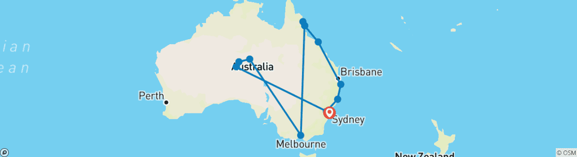 Map of Sydney Roundtrip: Australia's Greatest Hits