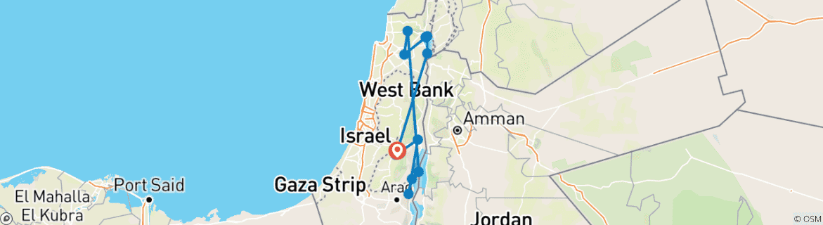 Map of 7 Day Christian Israel Tour Package