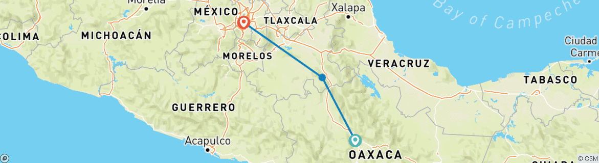 Carte du circuit Jour des morts à Oaxaca