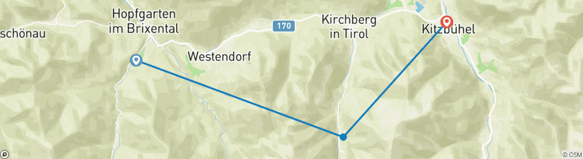 Map of Kitzbühel Alps Walk, Short Route, Half Board