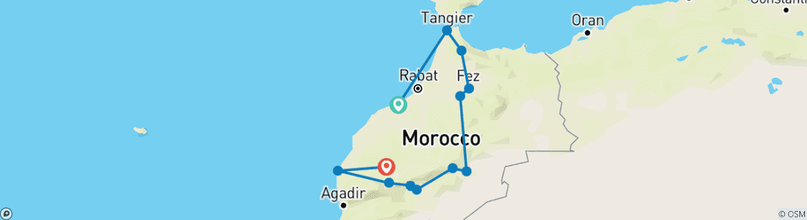 Karte mit der Reiseroute