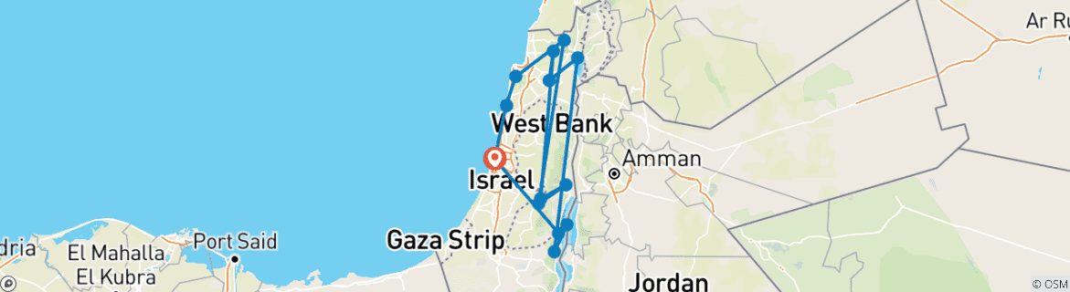 Foto van een kaart met de route van de rondreis