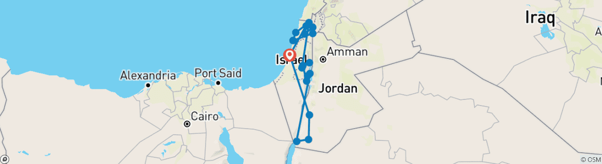 Carte du circuit 10 jours - Best of Israel & Jordan Budget Tour Package