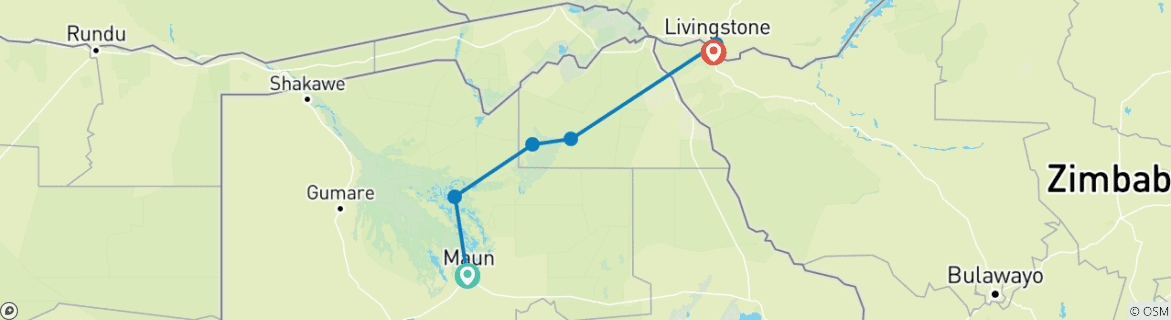 Karte mit der Reiseroute