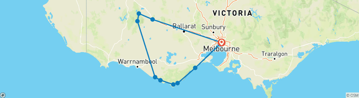 Foto van een kaart met de route van de rondreis