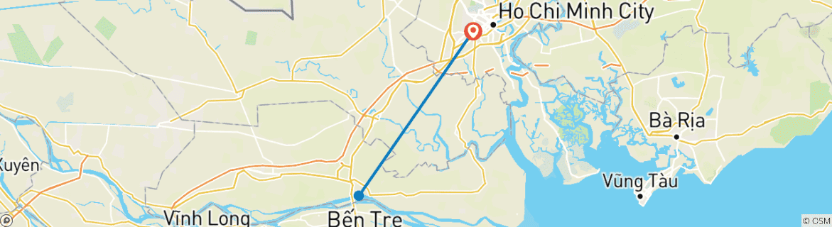 Map of Best 3 days 2 nights Ho Chi Minh City- Mekong Delta Group Tour