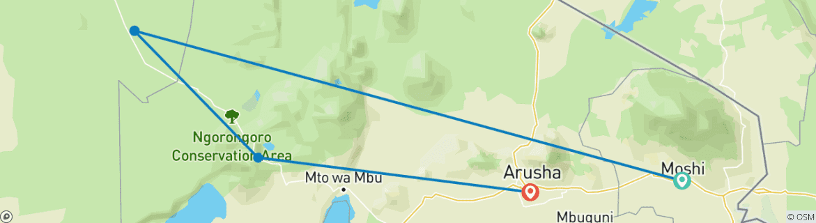 Map of 3-Day Comfort plus (Serengeti & Ngorongoro Safari)