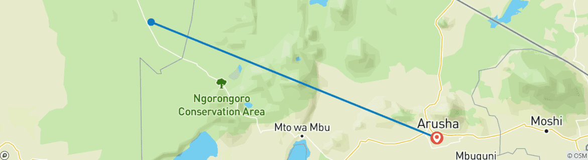 Map of 3-Day Remarkable Serengeti and Ngorongoro Safari