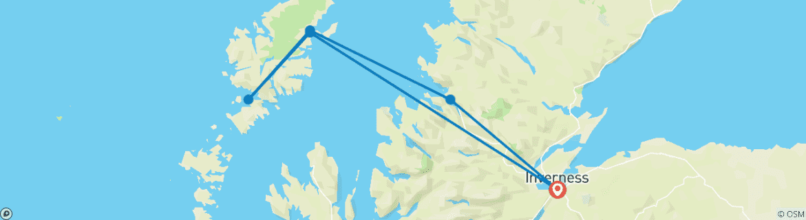 Map of Inverness to the Outer Hebrides - 3 days