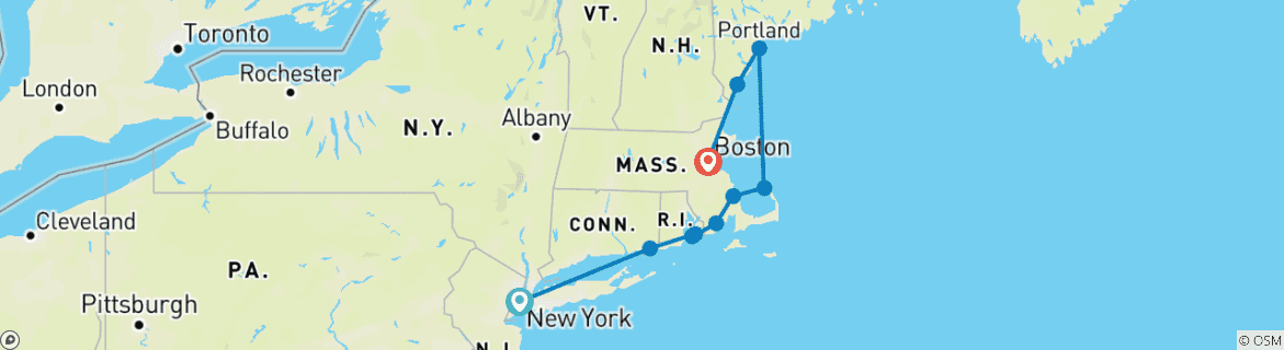 Map of Coastal New England