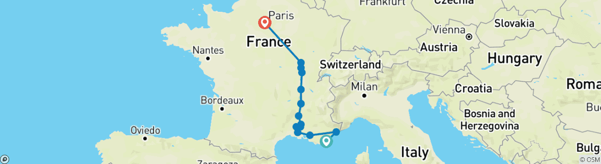 Karte mit der Reiseroute