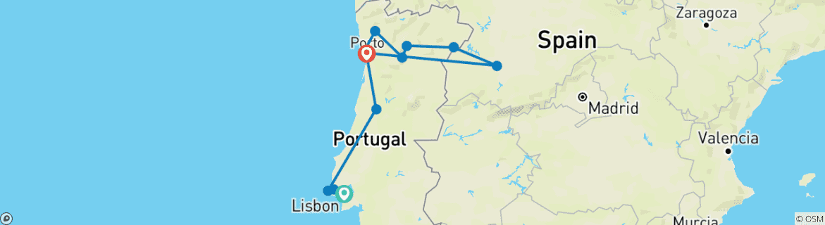 Map of Vida Portugal: Vineyards & Villages Along the Douro with 3 Nights in Lisbon