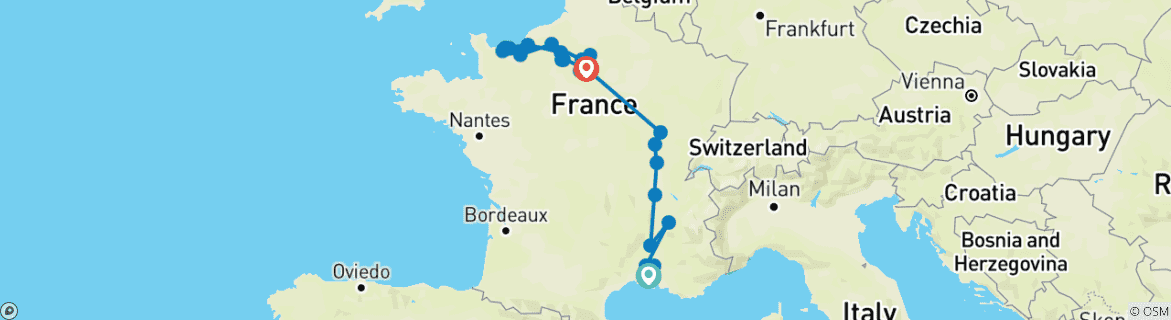 Map of A Culinary Experience in Grand France (Northbound) 2026