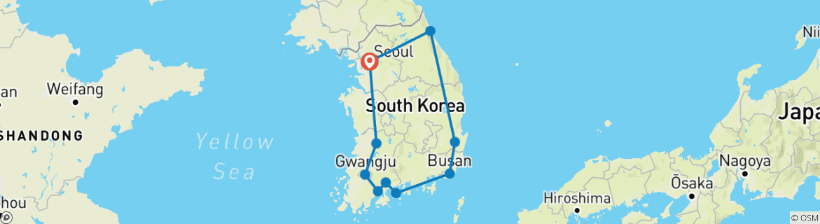 Map of Spectacular South Korea - 12 days