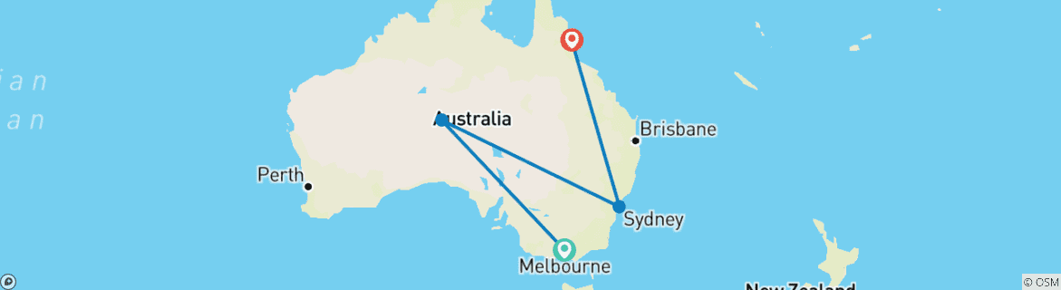 Foto van een kaart met de route van de rondreis