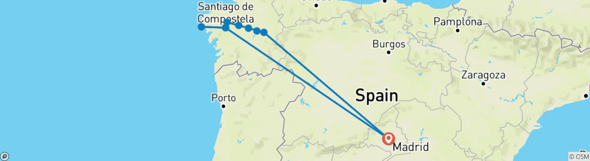 Karte von Camino de Santiago Erfahrung