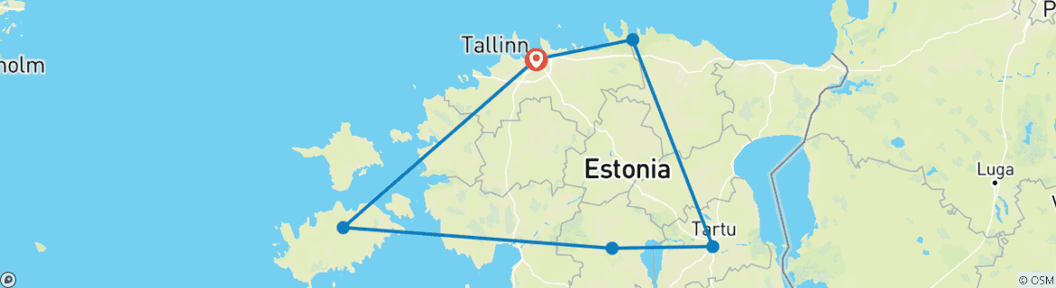 Map of Estonia Round Trip Enchanted Pearls - Guided Private Tour