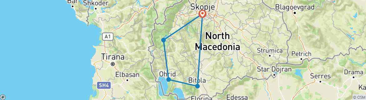 Map of North Macedonia - The Highlights - Guided Private Tour