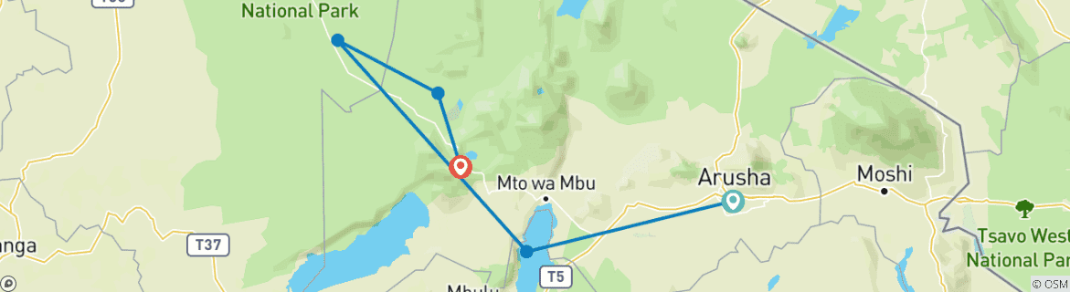 Image d'une carte montrant l'itinéraire du circuit