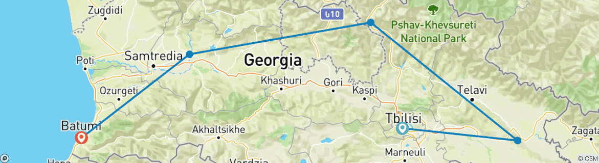 Map of Georgia - From the Greater Caucasus to the Black Sea - Guided Private Tour