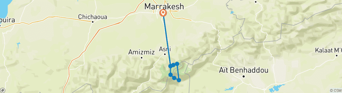 Image d'une carte montrant l'itinéraire du circuit