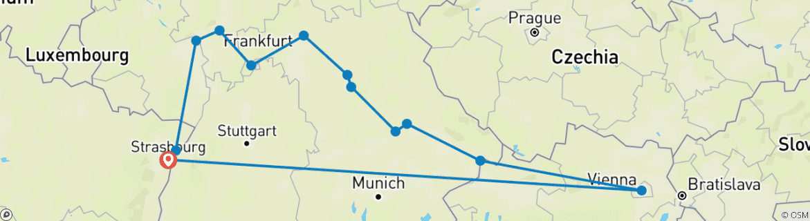 Map of Cruise through the Heart of Europe from the Rhine to the Danube