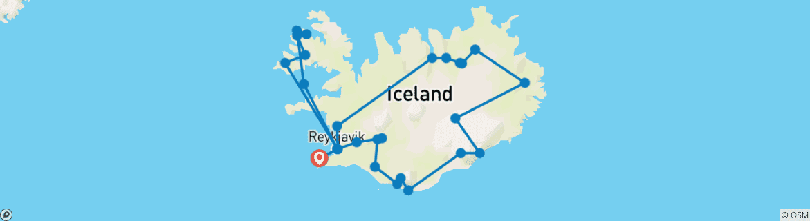 Map of Iceland Circle & Westfjords Discovery - 17 days