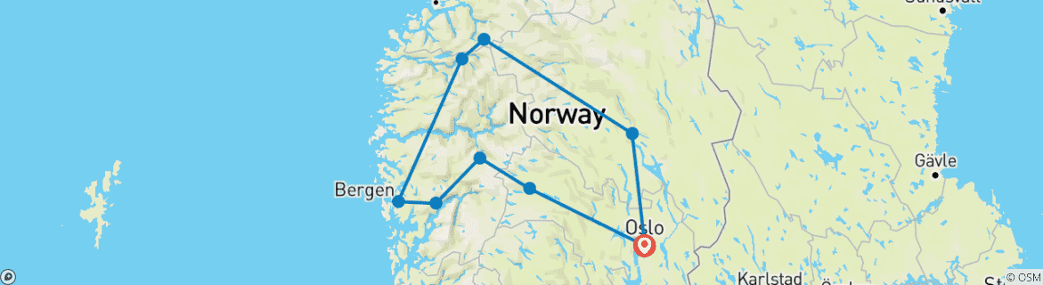 Map of Self-drive through Norwegian Nature