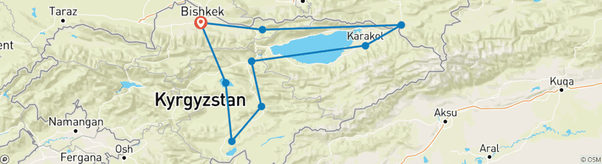 Map of Kyrgyzstan - The Comprehensive Tour - Guided Private Tour