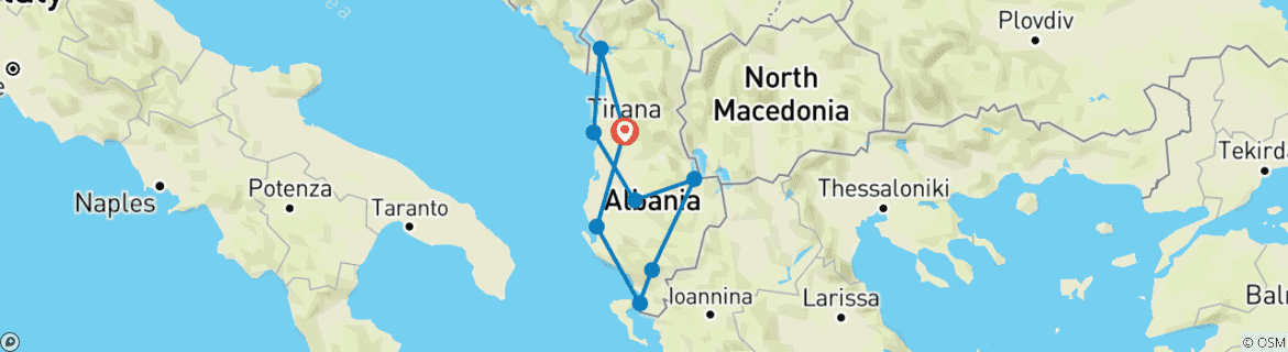 Image d'une carte montrant l'itinéraire du circuit