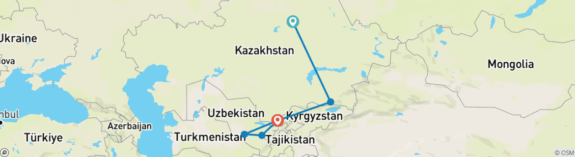 Karte mit der Reiseroute