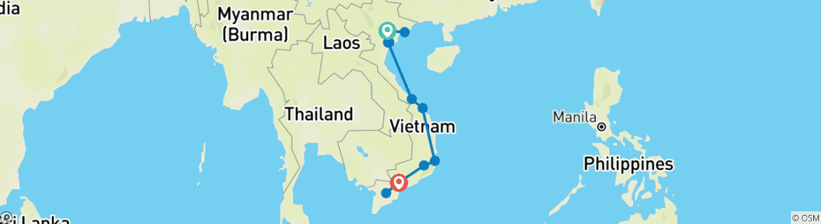 Image d'une carte montrant l'itinéraire du circuit