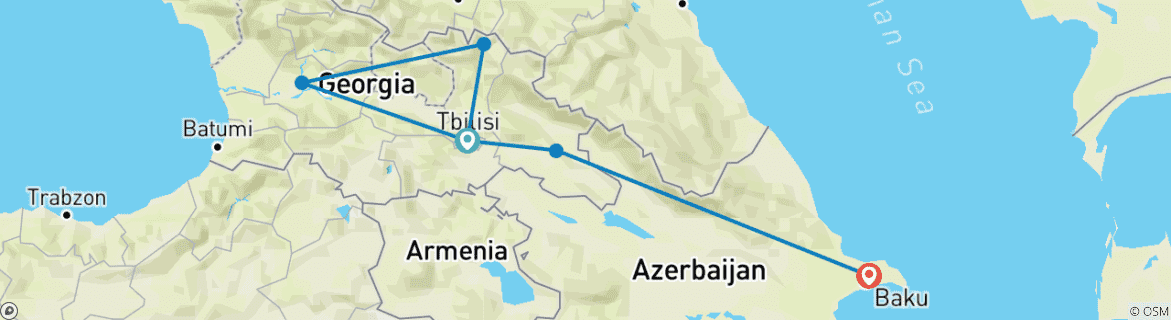 Karte mit der Reiseroute