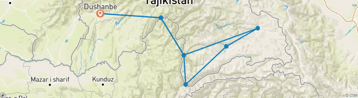 Map of Tajikistan - The Pamir, Tajik roof of the World - Guided Private Tour