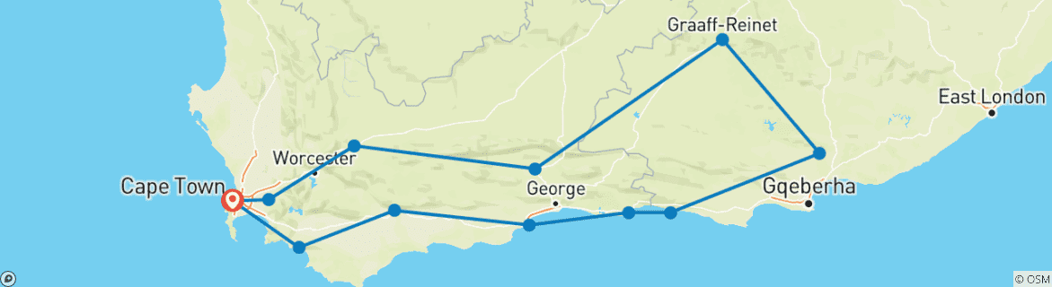 Foto van een kaart met de route van de rondreis