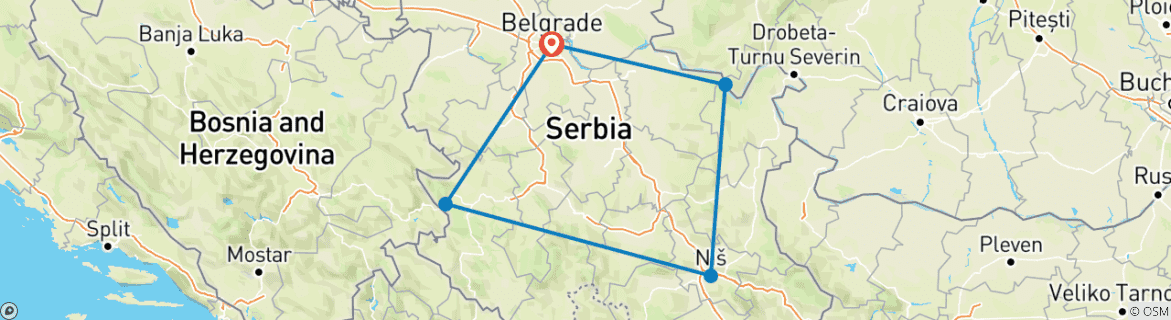 Image d'une carte montrant l'itinéraire du circuit