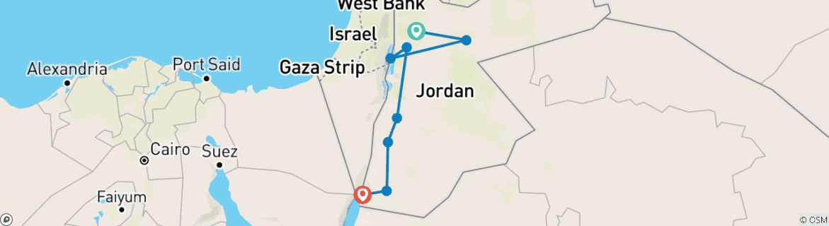 Map of Jordan - Nature and Culture - Guided Private Tour