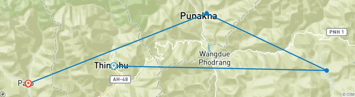 Foto van een kaart met de route van de rondreis