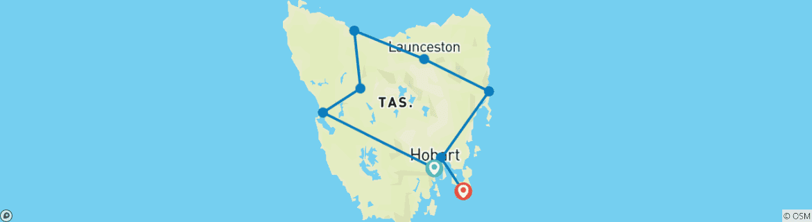 Map of Tasmanian Wonders (2025/2026, 10 Days)