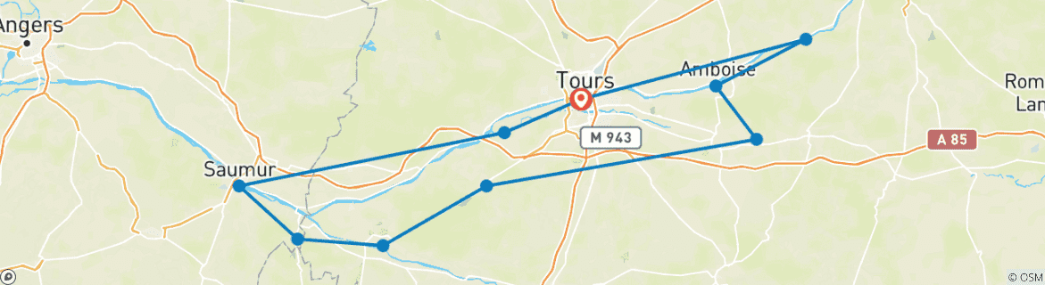 Map of Loire guided-Ebiketour | France: Magnificent French castles | 8 days