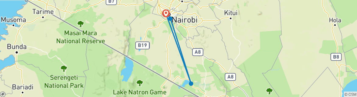 Foto van een kaart met de route van de rondreis