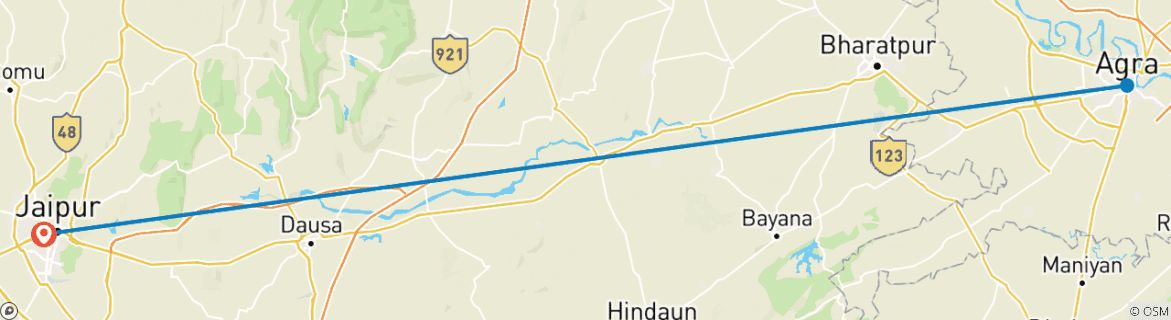 Karte mit der Reiseroute