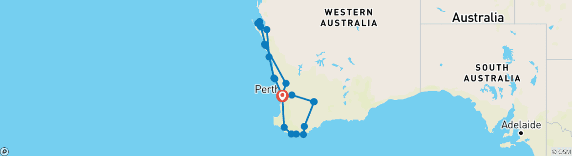 Mapa de Lo más destacado de Australia Occidental: Paquete Outback Coast & Wave Rock