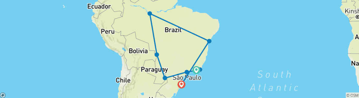 Map of Brazil Adventure: Exploring the Best Destinations 28 Days/27 Nights