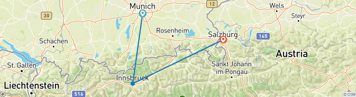 Map of Exploring the German and Swiss Alps: Covering Munich, Innsbruck and Salzburg