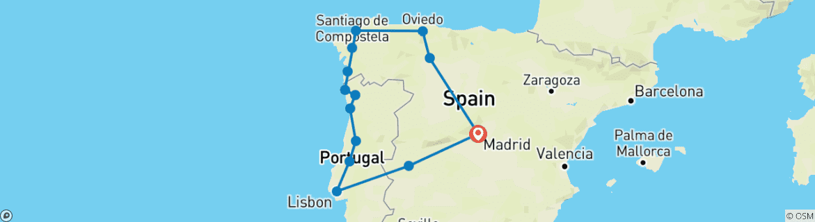 Carte du circuit Le meilleur de la Galice Espagne & Portugal - 10 jours